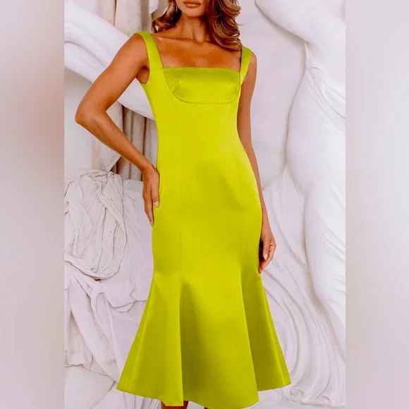 Lavish Alice | Dresses | New Lavish Alice Lainey Stitch Detail Midi Slip  Dress In Olive | Poshmark